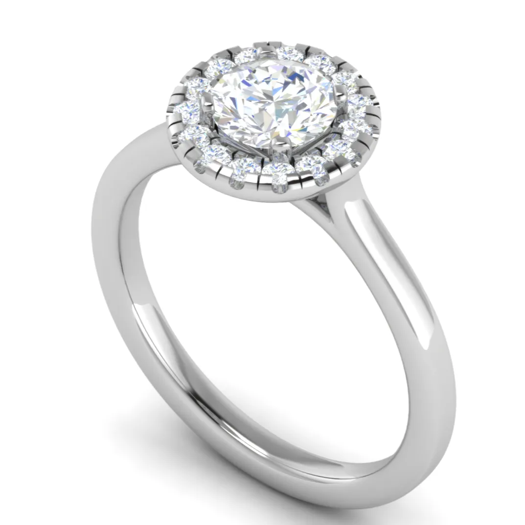 0.50 cts Solitaire Single Halo Platinum Ring JL PT RH RD 111
