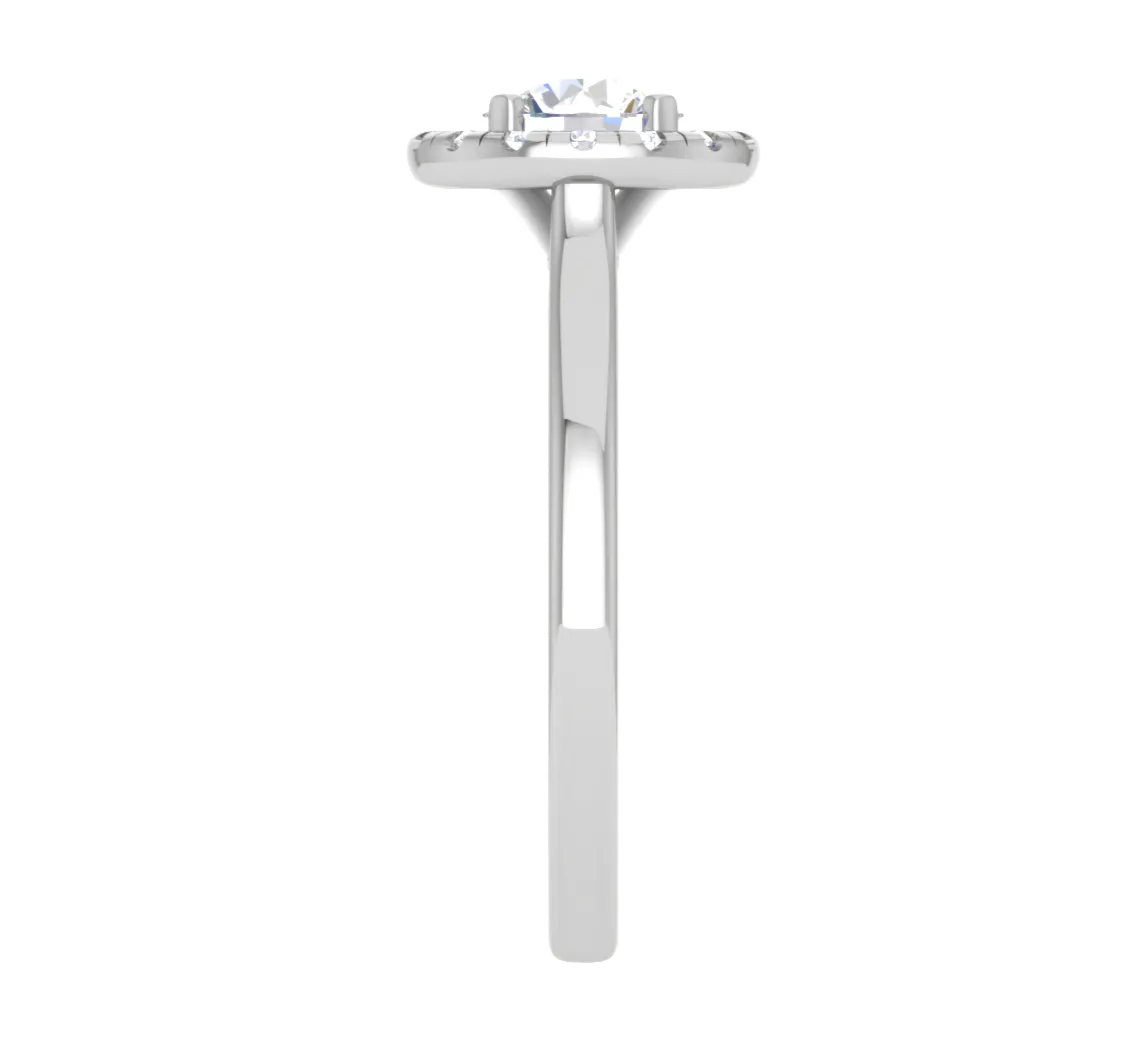 0.50 cts Solitaire Single Halo Platinum Ring JL PT RH RD 111