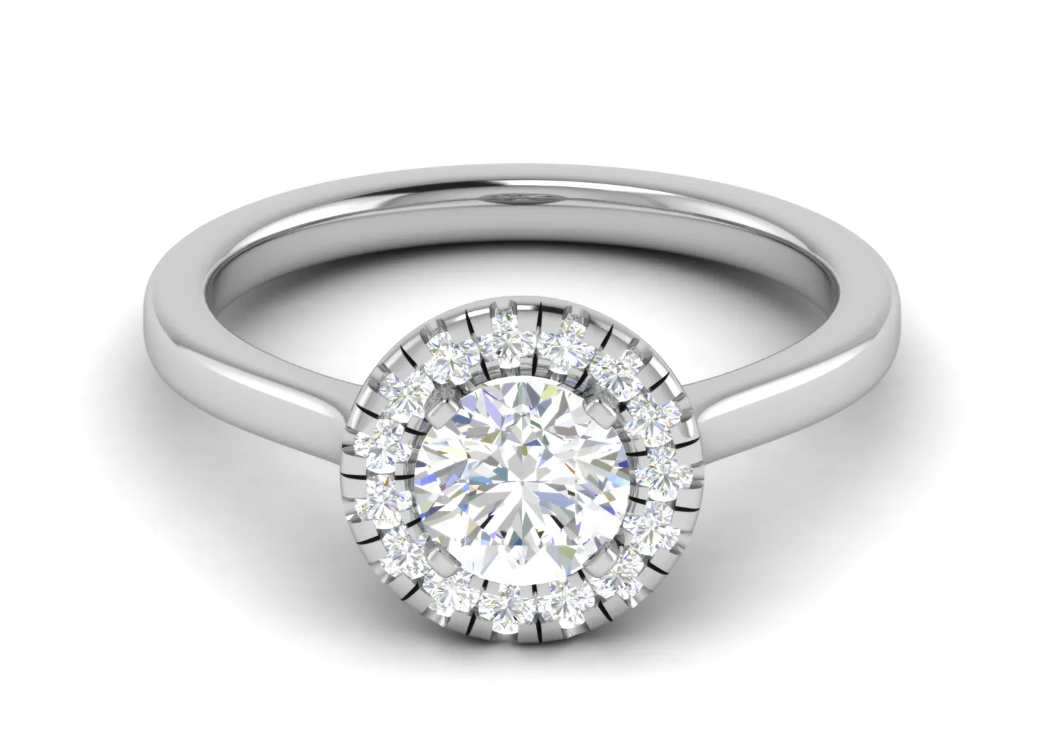 0.50 cts Solitaire Single Halo Platinum Ring JL PT RH RD 111
