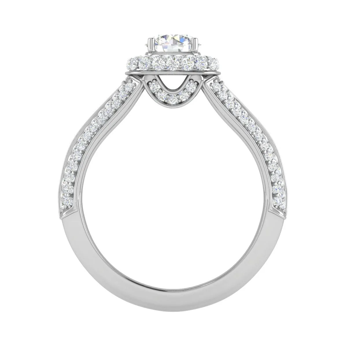 0.50 cts Solitaire Square Double Halo Diamond Split Shank Platinum Ring JL PT RH RD 194