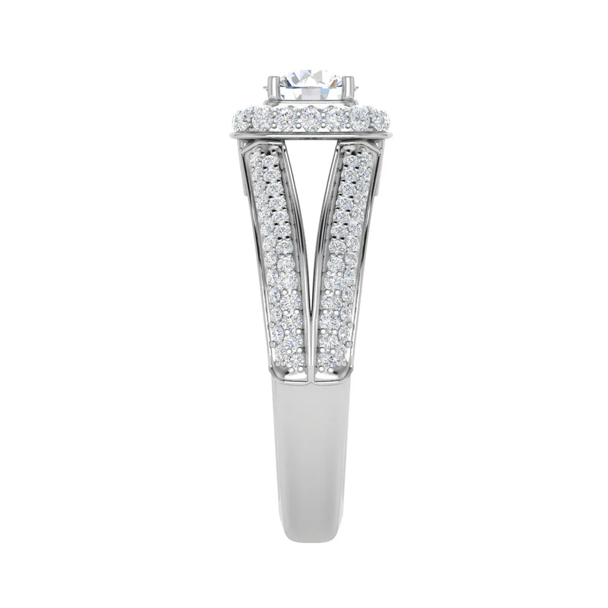 0.50 cts Solitaire Square Double Halo Diamond Split Shank Platinum Ring JL PT RH RD 194
