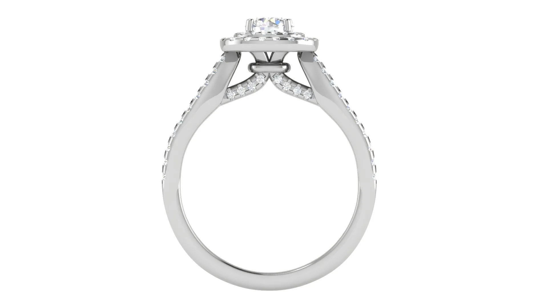 0.50 cts Solitaire Square Double Halo Diamond Split Shank Platinum Ring JL PT RH RD 281