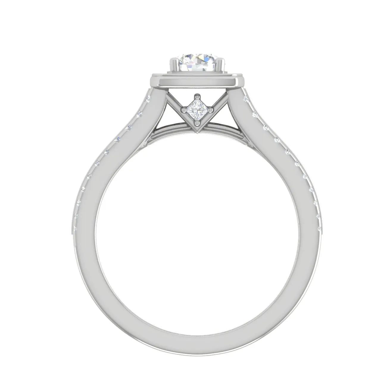 0.50 cts Solitaire Square Halo Diamond Split Shank Platinum Ring JL PT RH RD 262