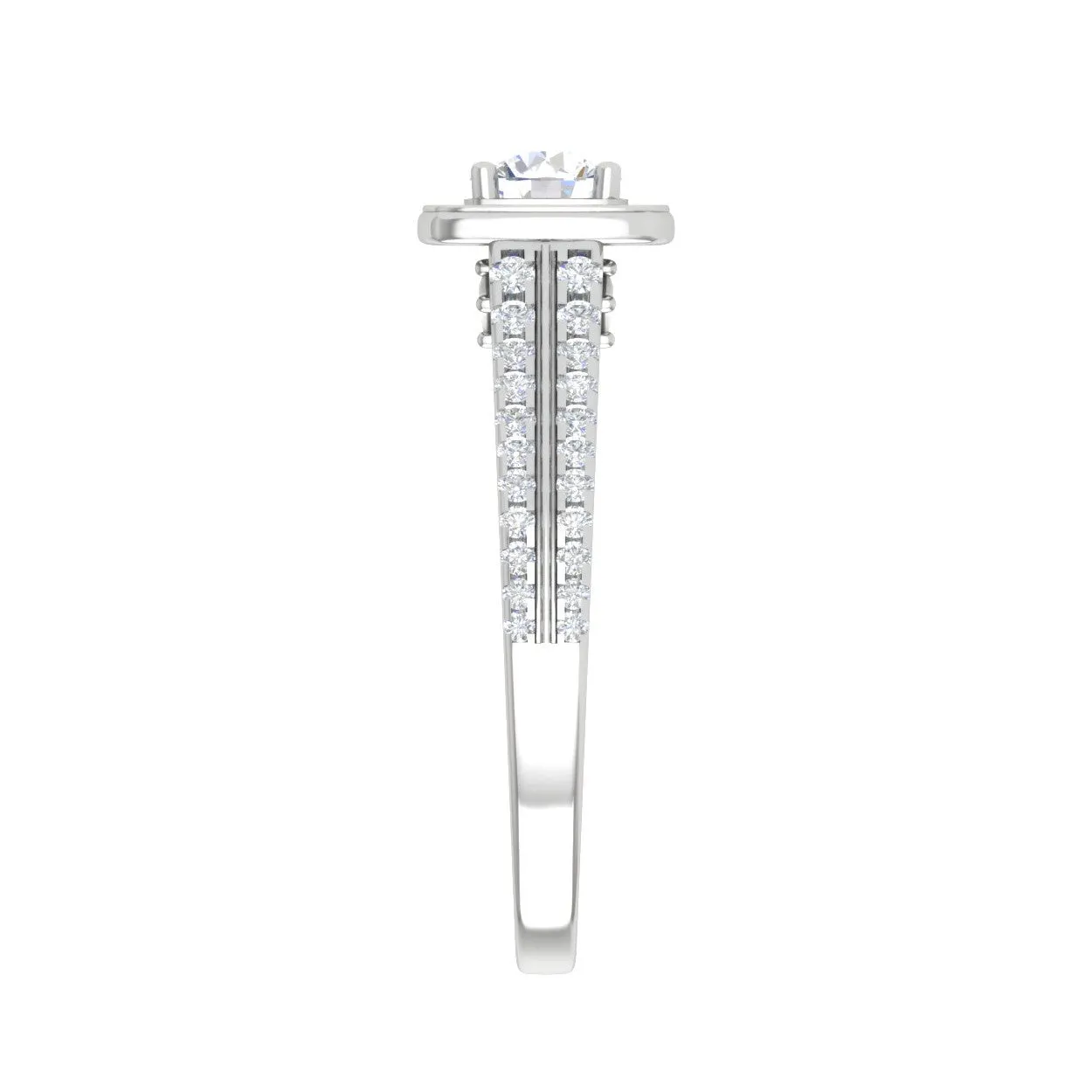 0.50 cts Solitaire Square Halo Diamond Split Shank Platinum Ring JL PT RH RD 262