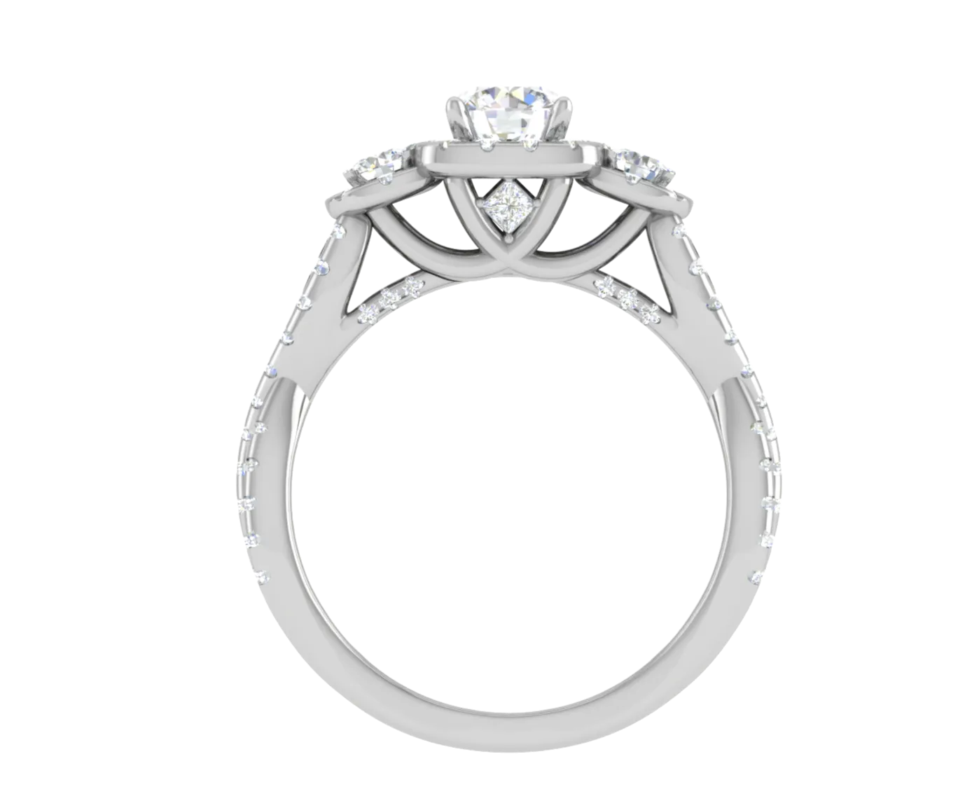 0.50 cts Solitaire Square Halo Twisted Shank Platinum Ring JL PT R3 RD 172