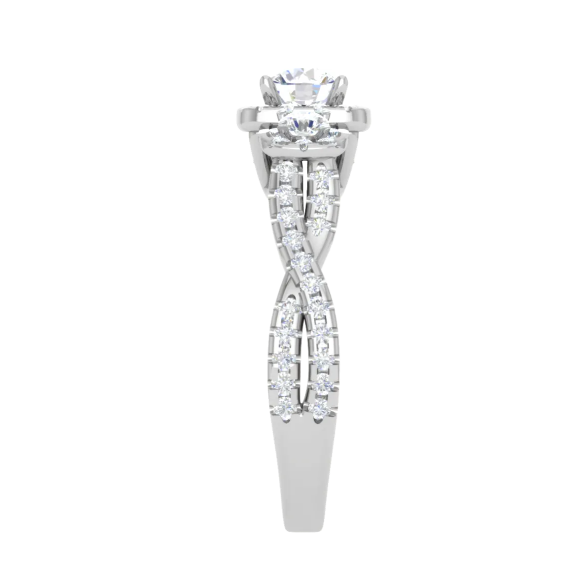 0.50 cts Solitaire Square Halo Twisted Shank Platinum Ring JL PT R3 RD 172