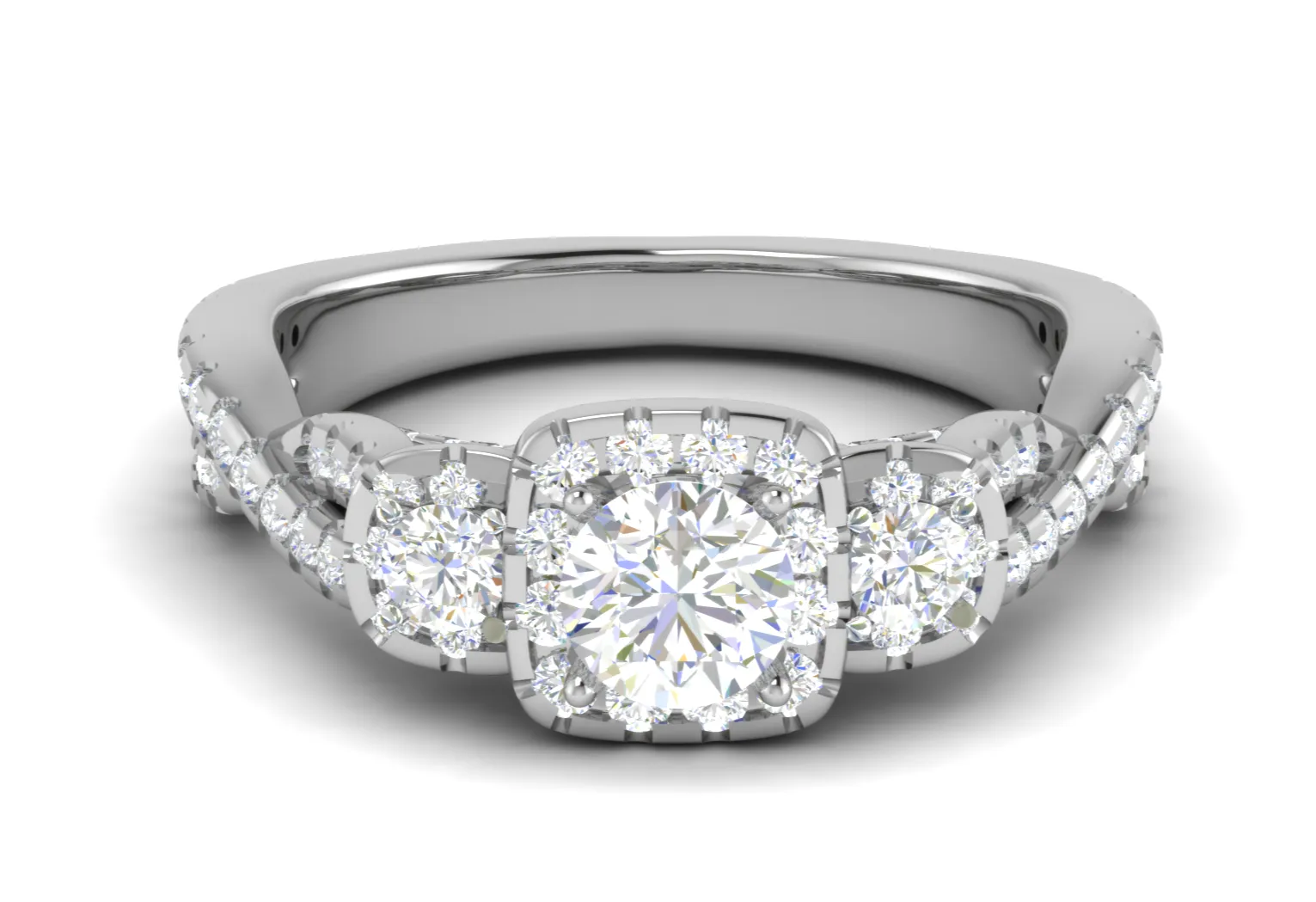 0.50 cts Solitaire Square Halo Twisted Shank Platinum Ring JL PT R3 RD 172