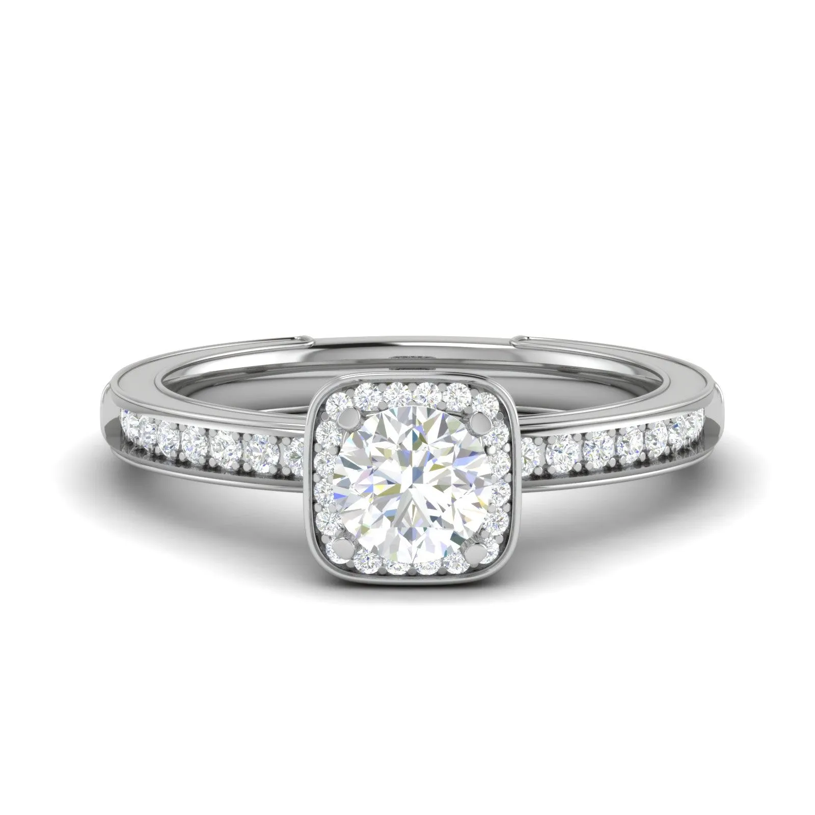 0.50 cts Solitaire Square Halod Diamond Shank Platinum Ring JL PT RH RD 190