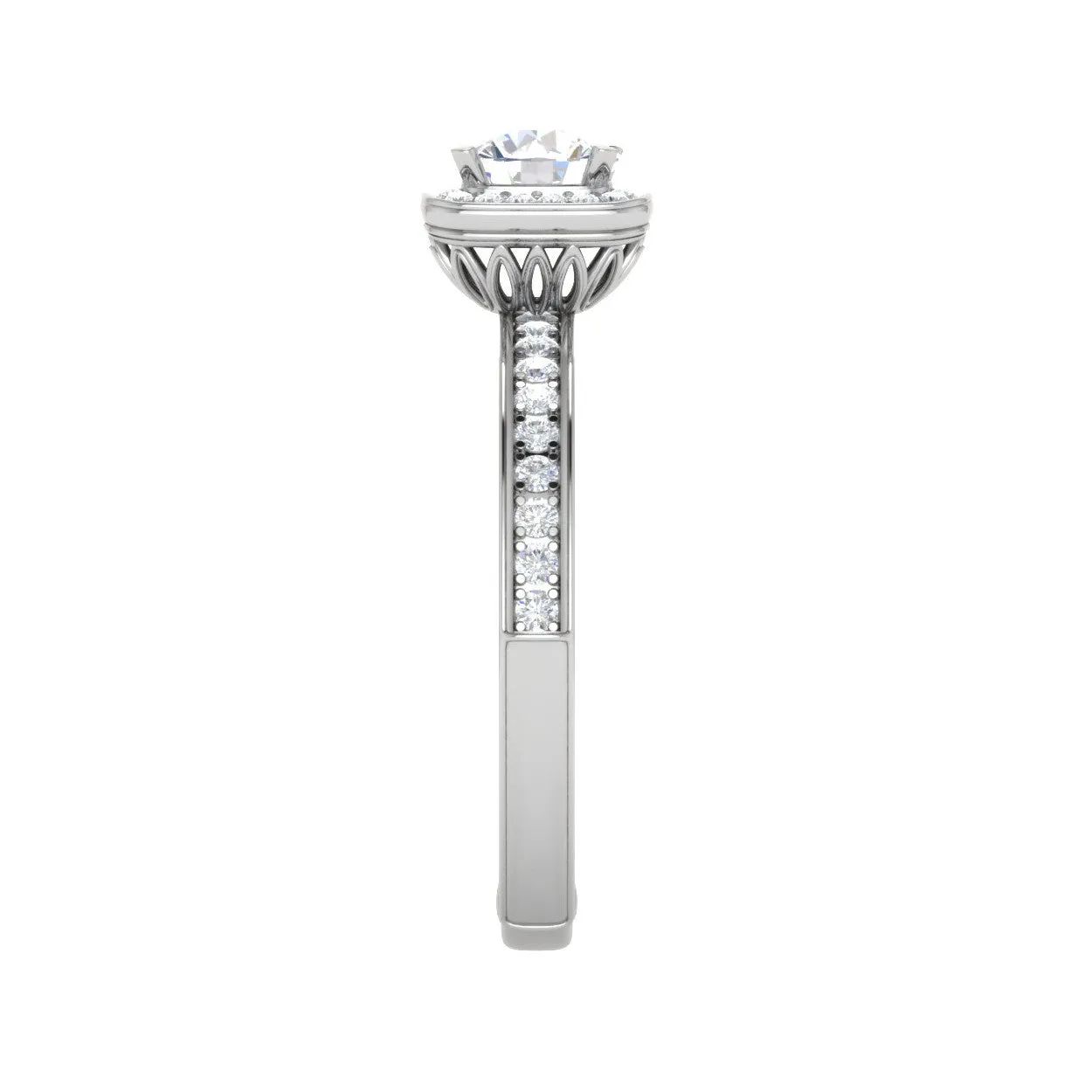 0.50 cts Solitaire Square Halod Diamond Shank Platinum Ring JL PT RH RD 190