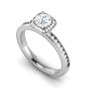 0.50 cts Solitaire Square Halod Diamond Shank Platinum Ring JL PT RH RD 190