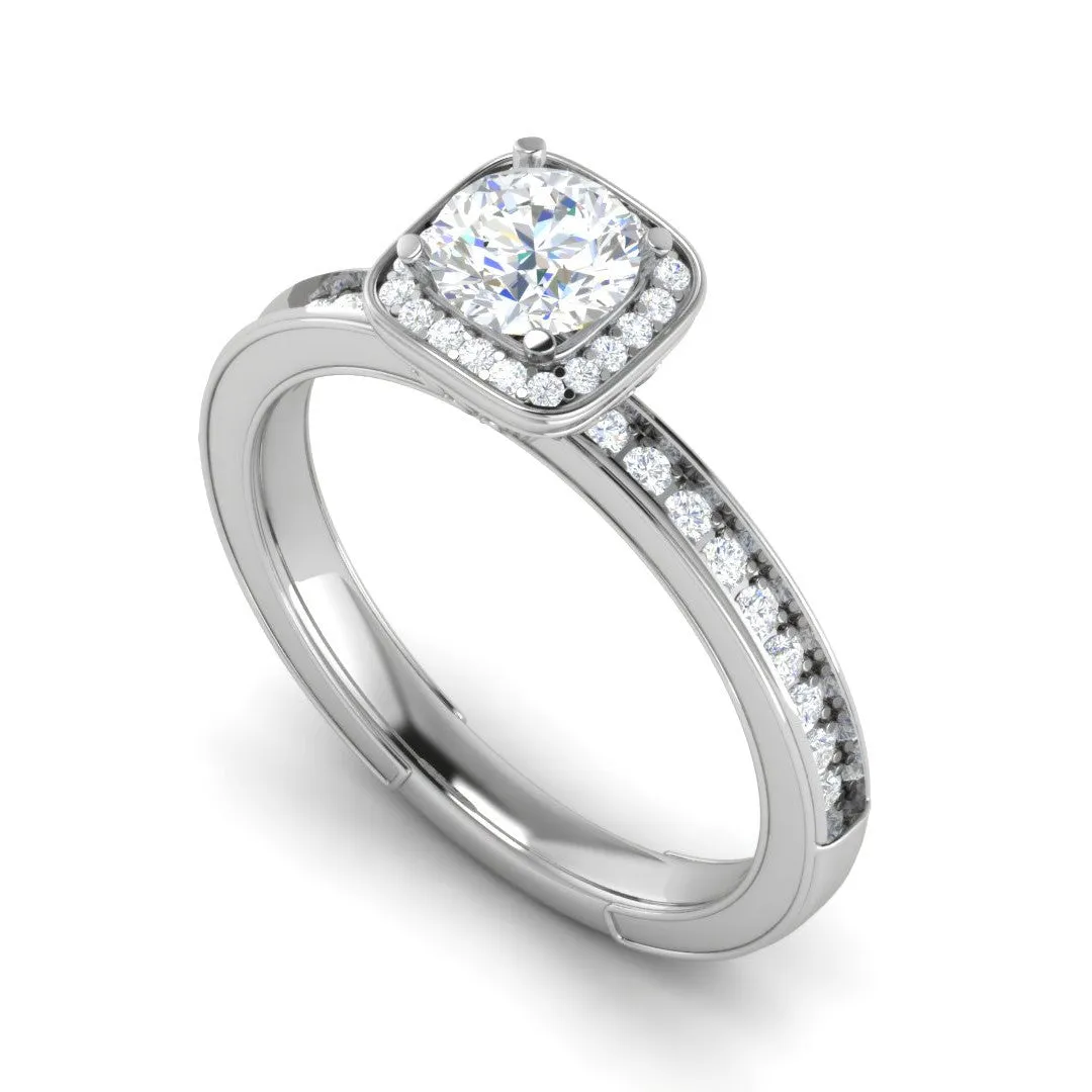 0.50 cts Solitaire Square Halod Diamond Shank Platinum Ring JL PT RH RD 190