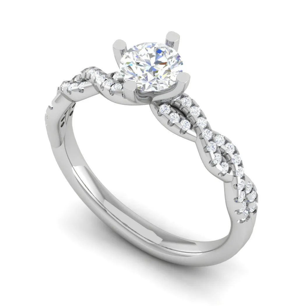 0.50 cts Solitaire Twisted Shank Diamond Platinum Ring JL PT RP RD 192