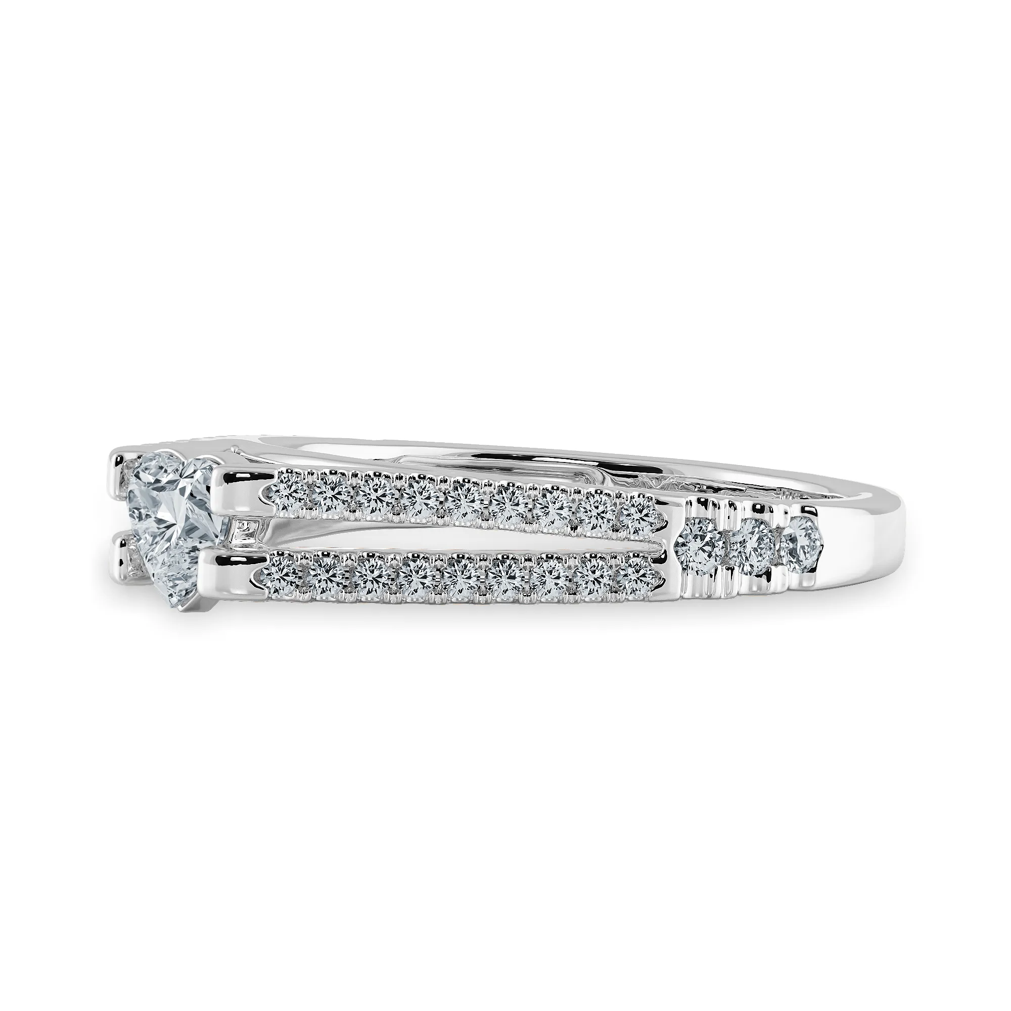 0.50cts Heart Cut Solitaire Diamond Split Shank Platinum Ring JL PT 1181-A