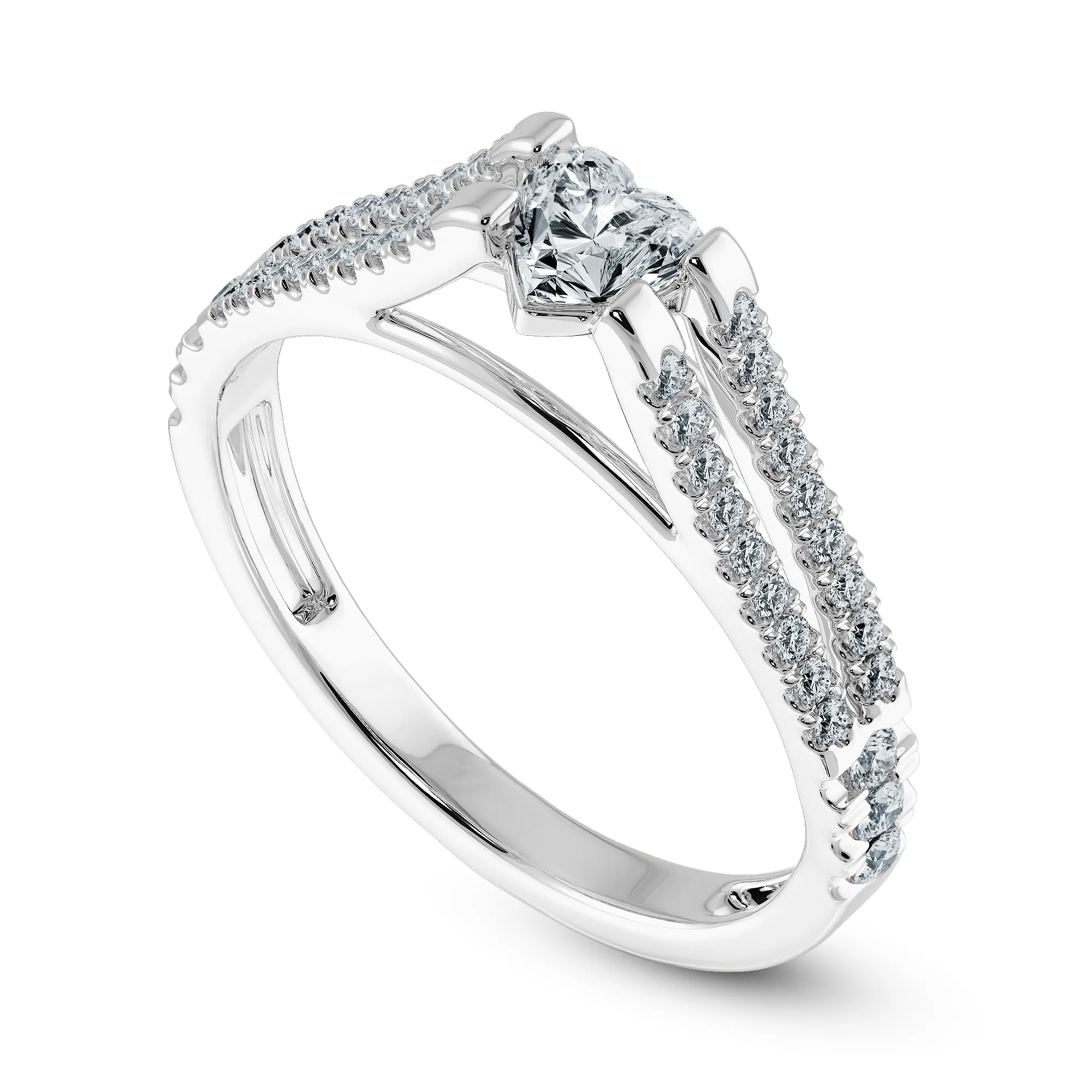 0.50cts Heart Cut Solitaire Diamond Split Shank Platinum Ring JL PT 1181-A