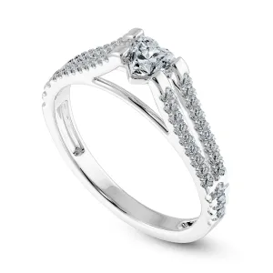 0.50cts Heart Cut Solitaire Diamond Split Shank Platinum Ring JL PT 1181-A