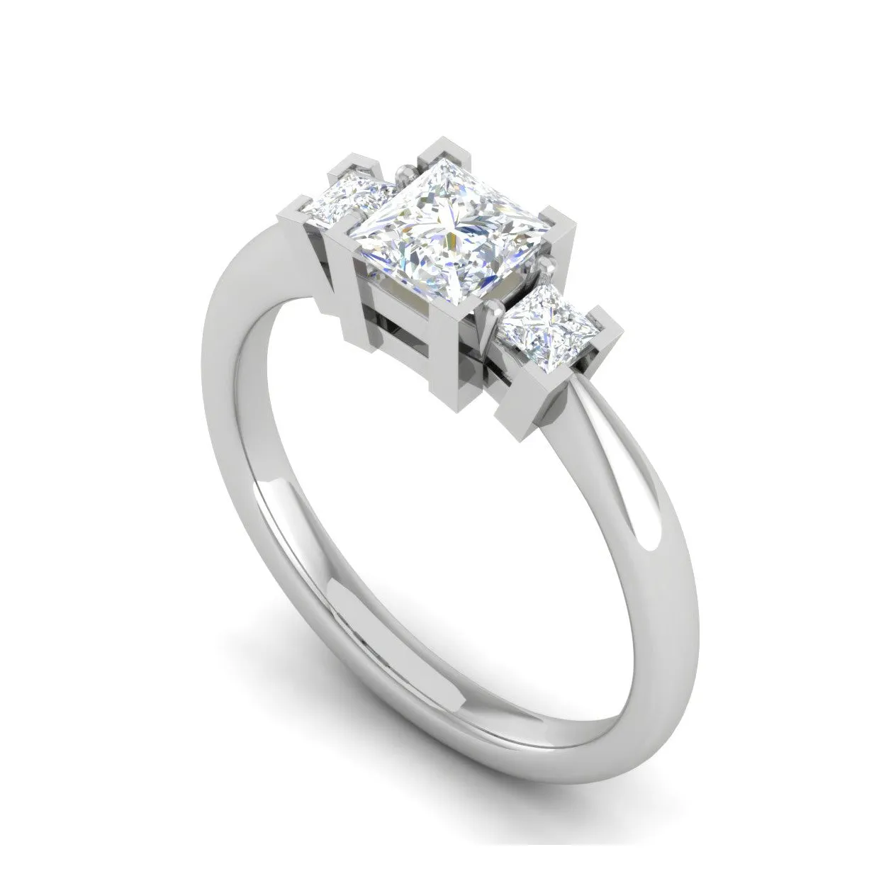 0.50cts. Princess Cut Solitaire Diamond Platinum Ring JL PT R3 PR 110