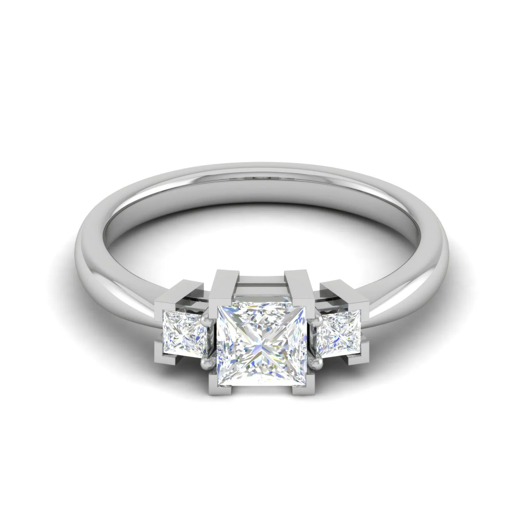 0.50cts. Princess Cut Solitaire Diamond Platinum Ring JL PT R3 PR 110