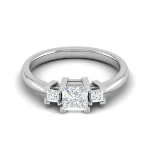 0.50cts. Princess Cut Solitaire Diamond Platinum Ring JL PT R3 PR 110
