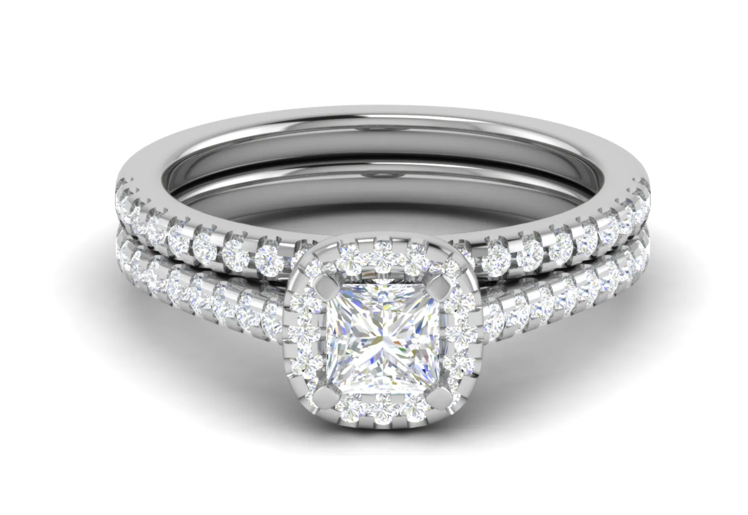0.50cts Princess Cut Solitaire Halo Diamond Split Shank Platinum Ring JL PT RH PR 298
