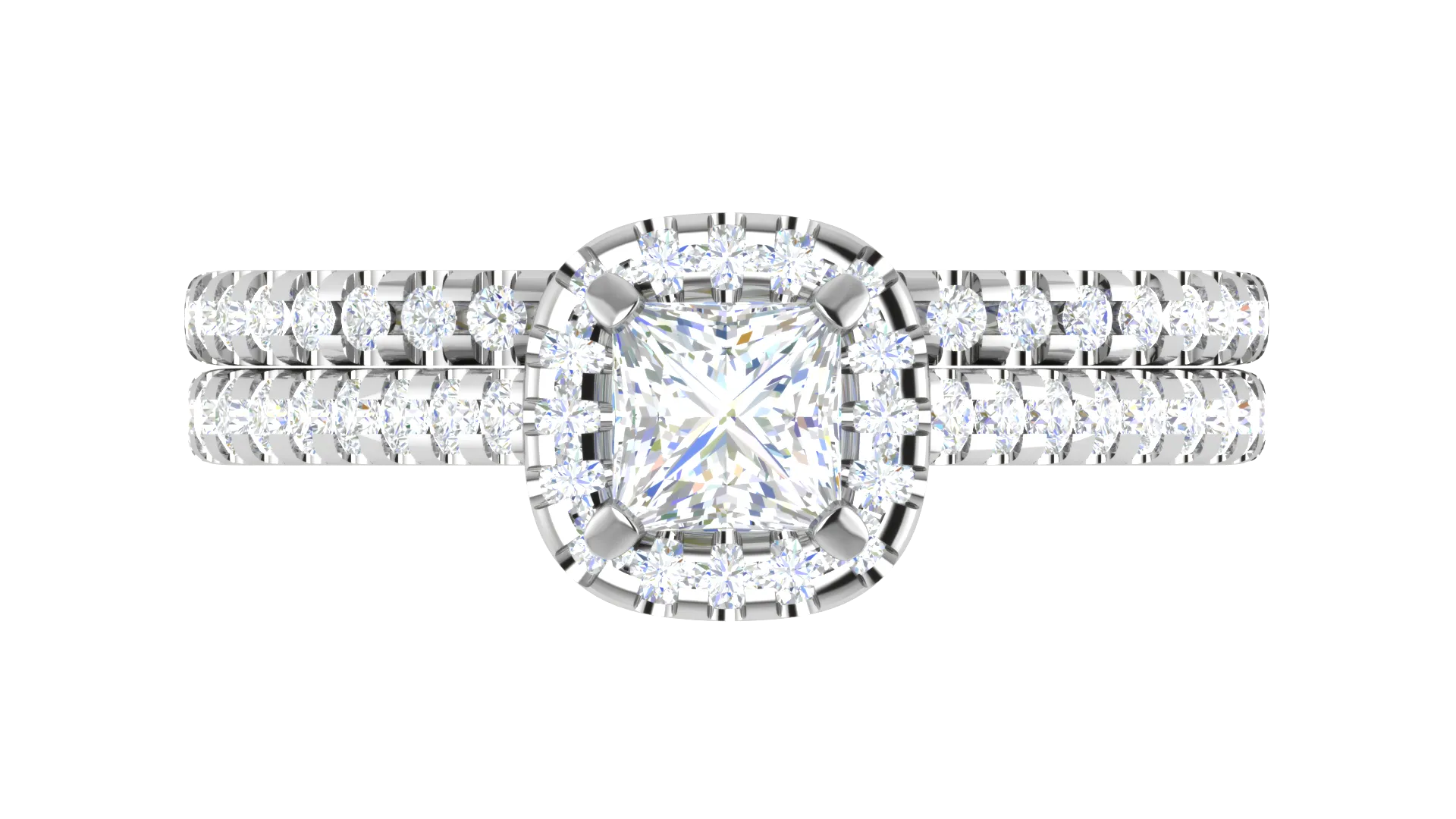 0.50cts Princess Cut Solitaire Halo Diamond Split Shank Platinum Ring JL PT RH PR 298