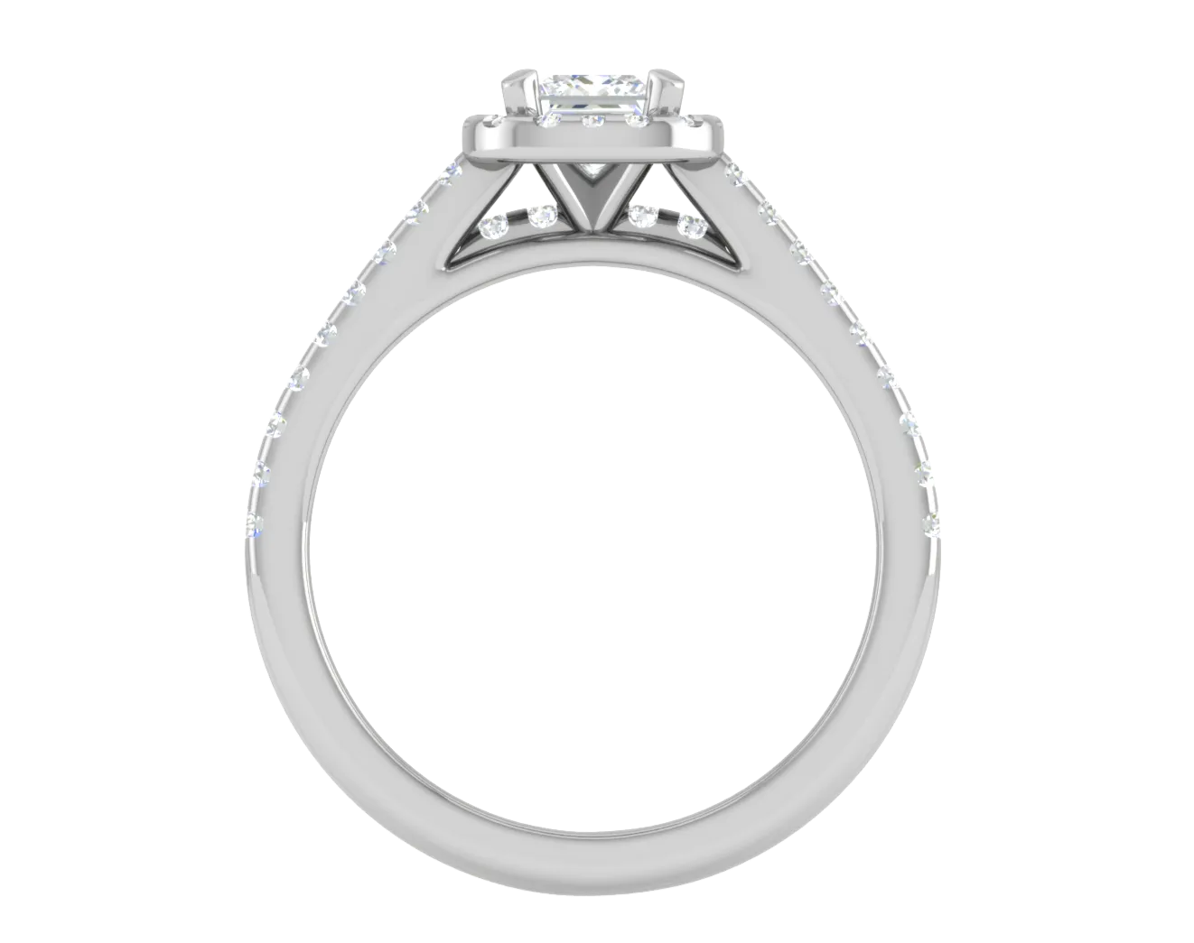 0.50cts Princess Cut Solitaire Halo Diamond Split Shank Platinum Ring JL PT RH PR 298