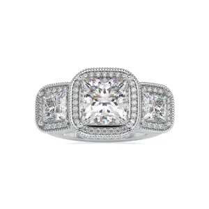 0.50cts. Princess Cut Solitaire Platinum Double Halo Engagement Ring JL PT 0038-A