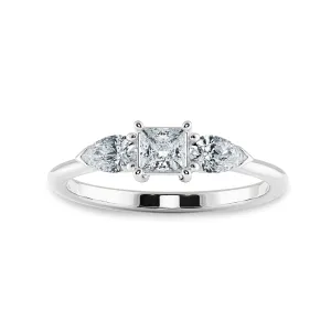 0.50cts Princess Cut Solitaire with Pear Cut Diamond Accents Shank Platinum Ring JL PT 2021-A