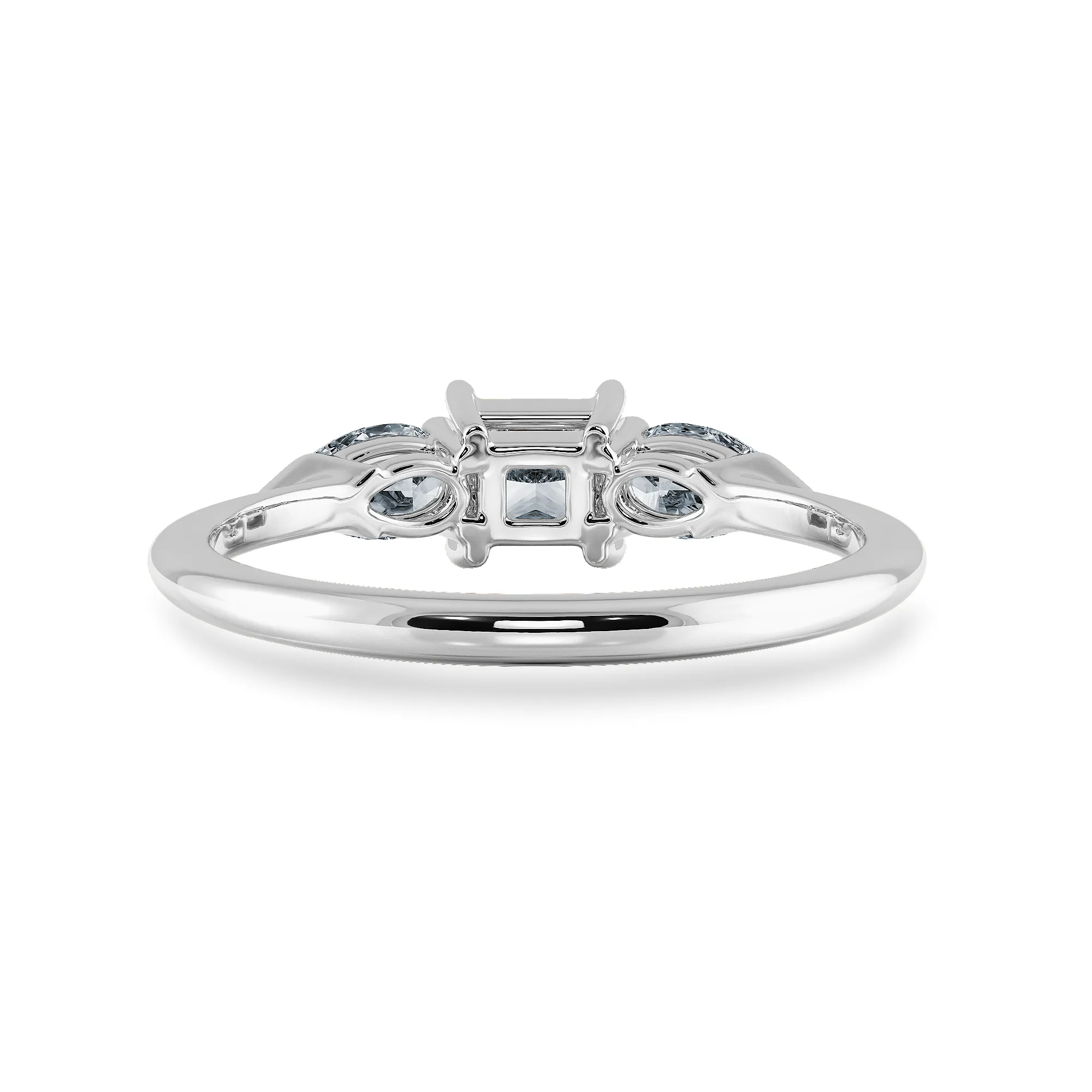 0.50cts Princess Cut Solitaire with Pear Cut Diamond Accents Shank Platinum Ring JL PT 2021-A