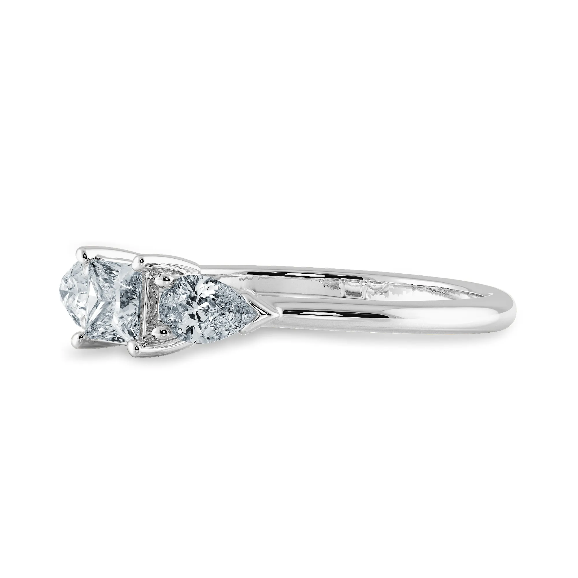 0.50cts Princess Cut Solitaire with Pear Cut Diamond Accents Shank Platinum Ring JL PT 2021-A