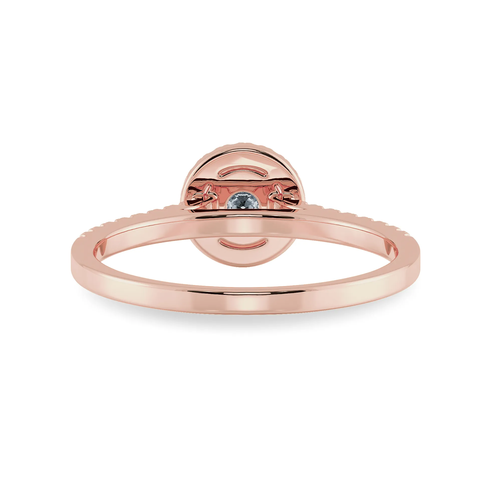 0.50cts. Solitaire Diamond Halo Shank 18K Rose Gold Ring JL AU 1193R-A