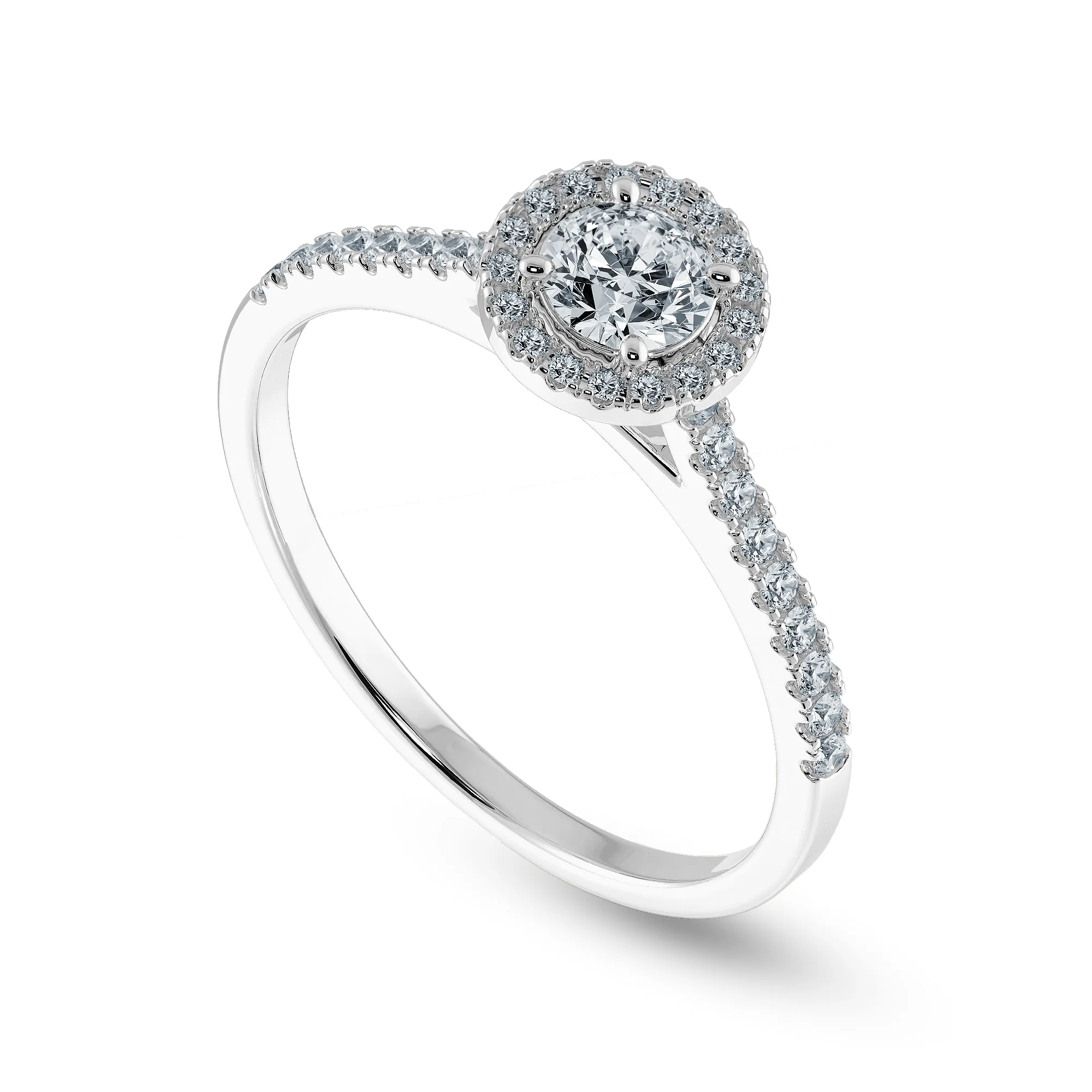 0.50cts Solitaire Diamond Halo Shank Platinum Ring JL PT 1193-A