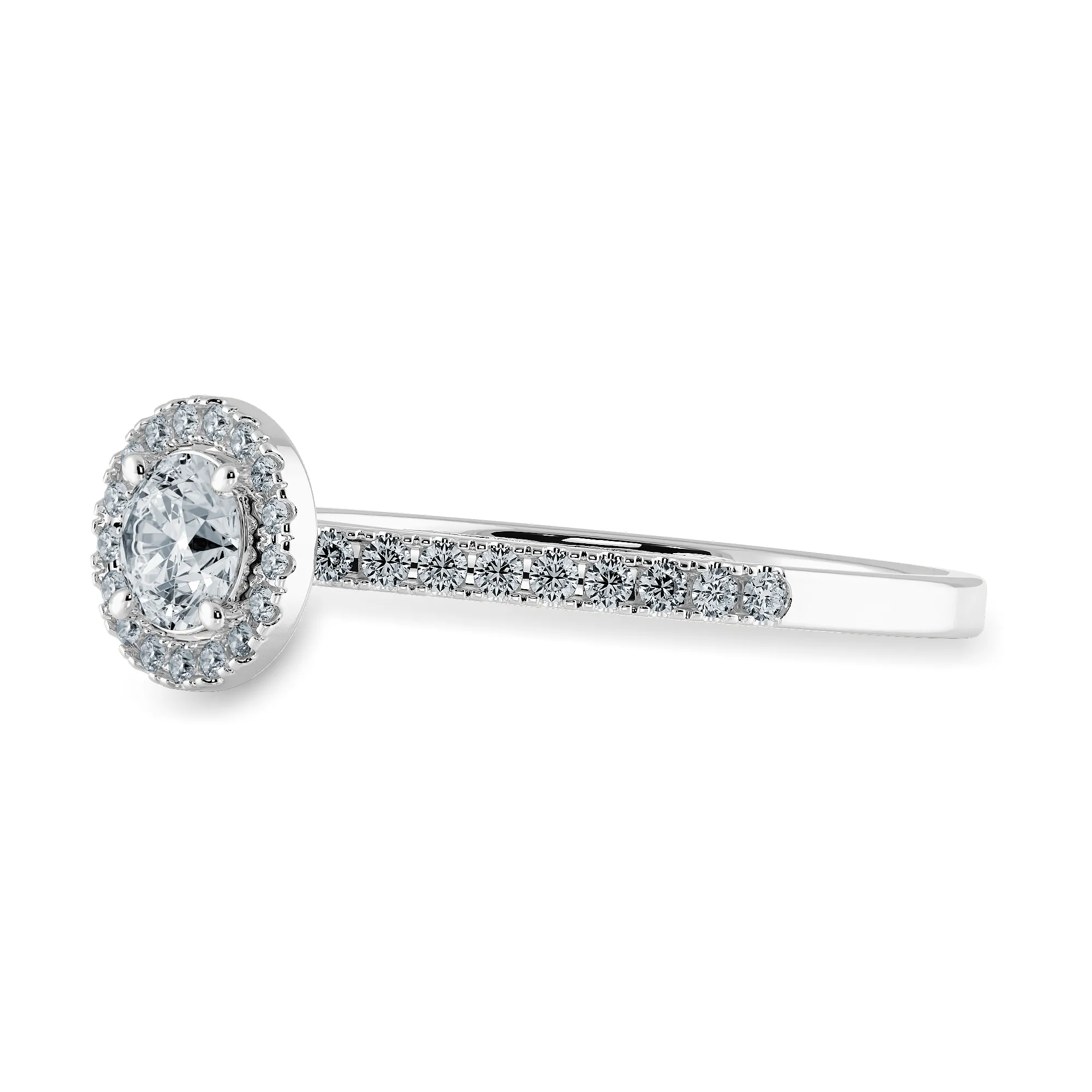 0.50cts Solitaire Diamond Halo Shank Platinum Ring JL PT 1193-A