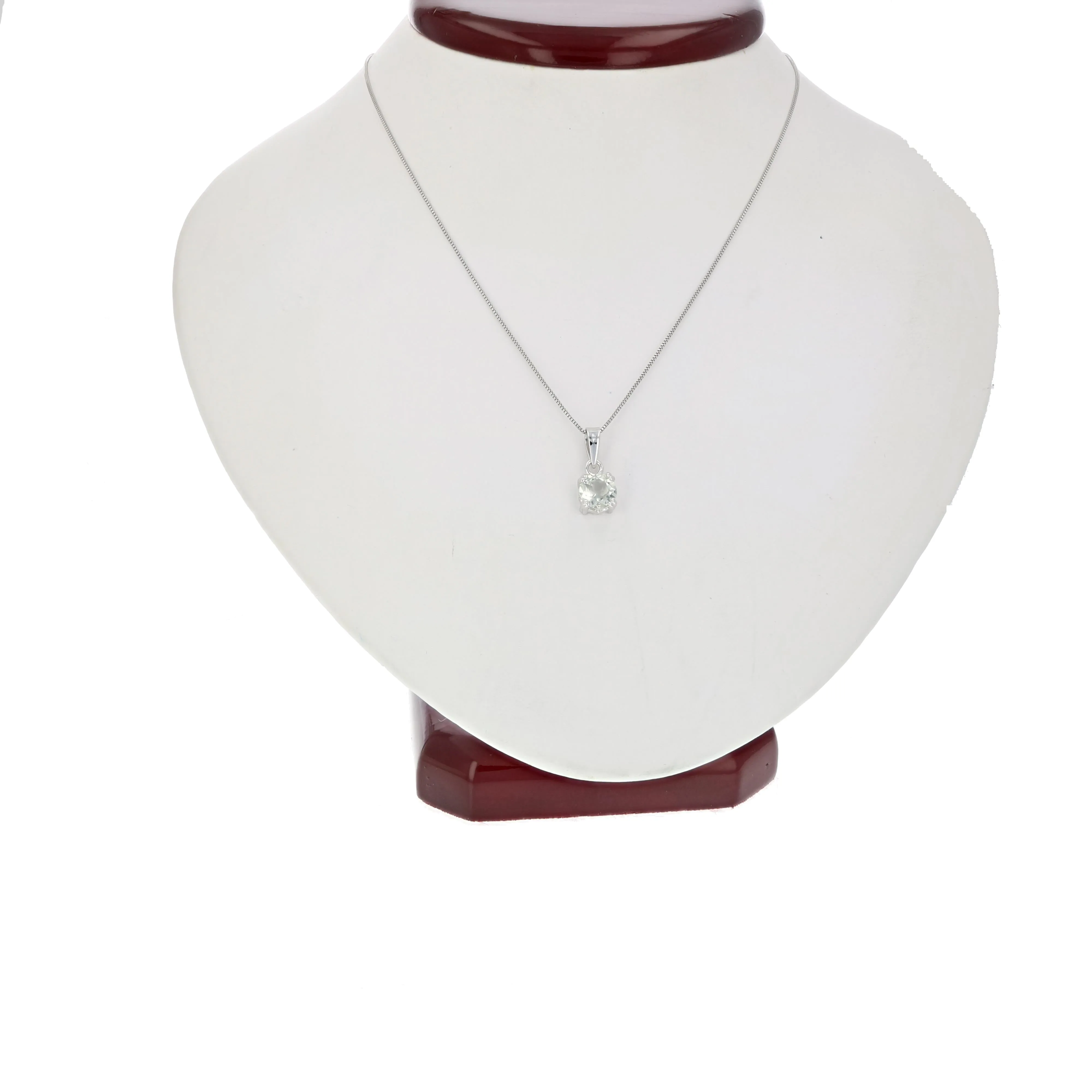 0.60 cttw Pendant Necklace, Green Amethyst Pendant Necklace for Women in .925 Sterling Silver with Rhodium, 18 Inch Chain, Prong Setting