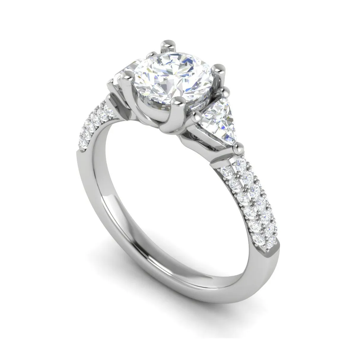 0.70 cts. Solitaire Accents Diamond Shank Ring JL PT R3 RD 101
