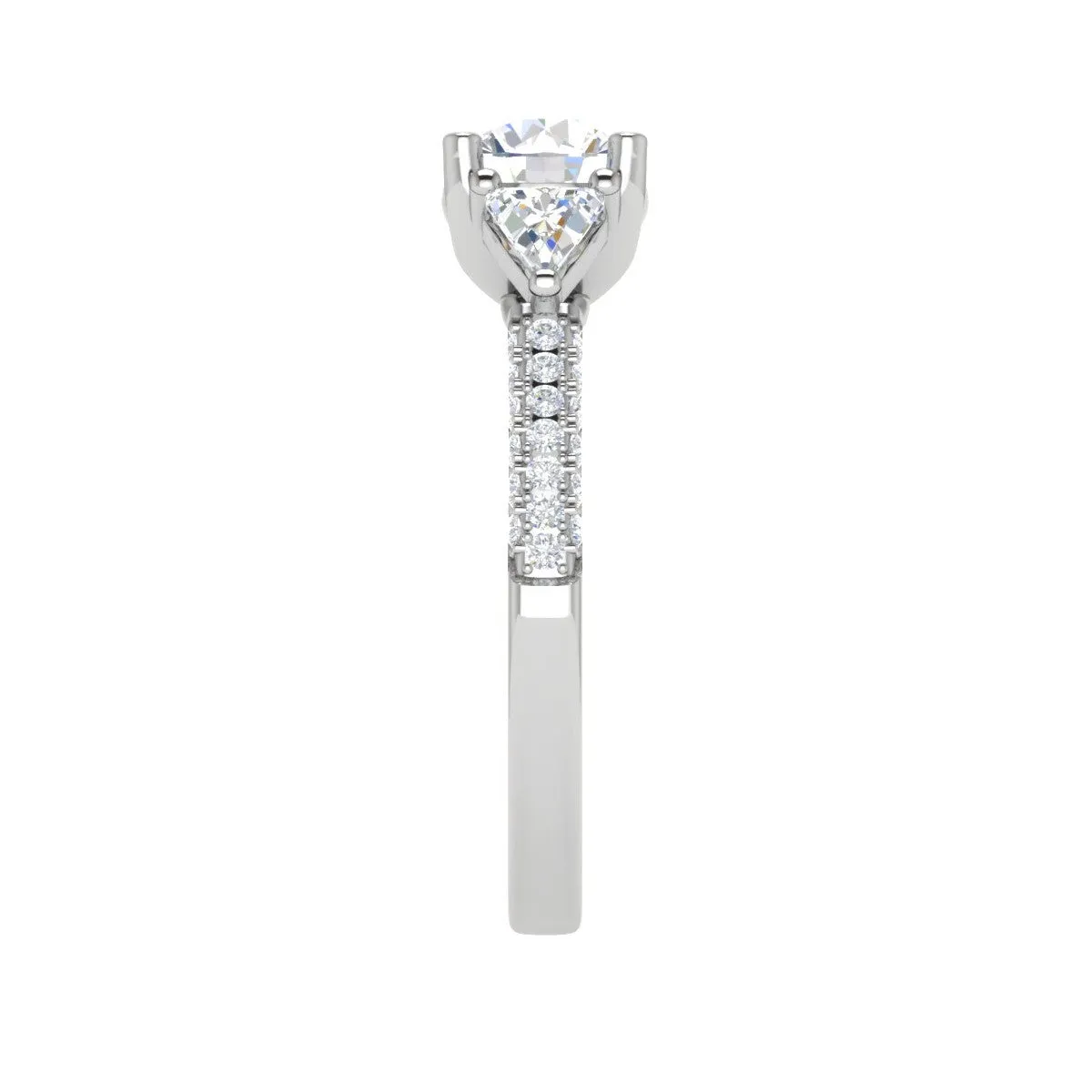 0.70 cts. Solitaire Accents Diamond Shank Ring JL PT R3 RD 101