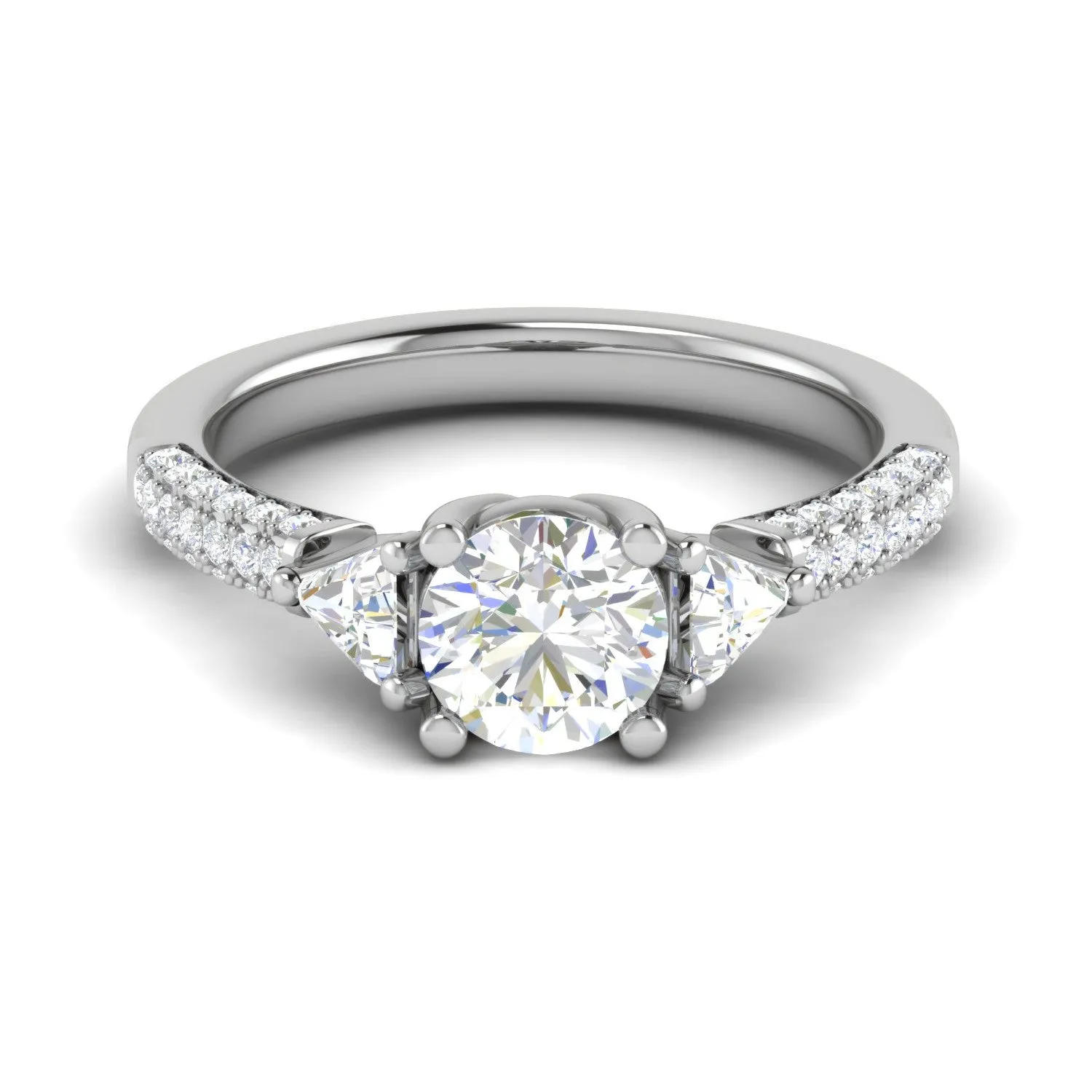 0.70 cts. Solitaire Accents Diamond Shank Ring JL PT R3 RD 101