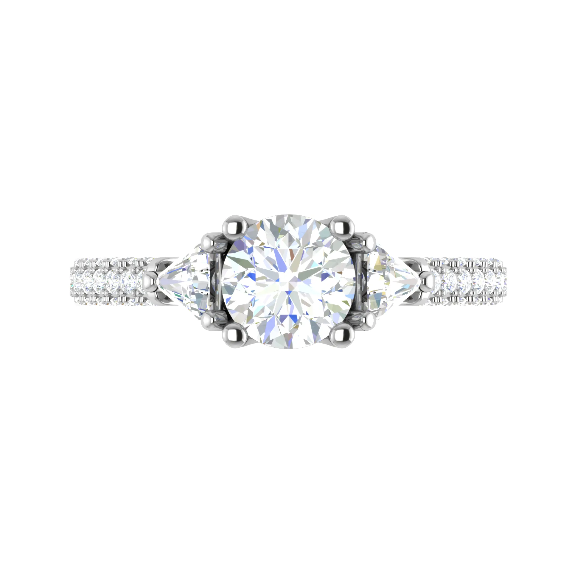 0.70 cts. Solitaire Accents Diamond Shank Ring JL PT R3 RD 101