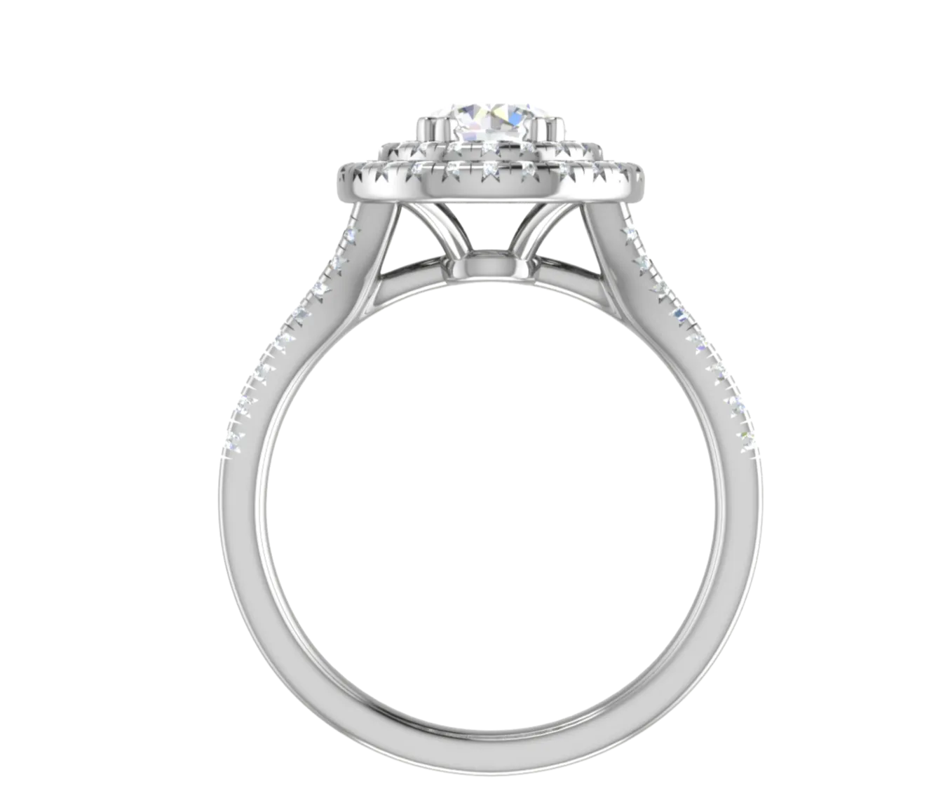0.70 cts Solitaire Double Halo Diamond Shank Platinum Ring JL PT RH RD 105