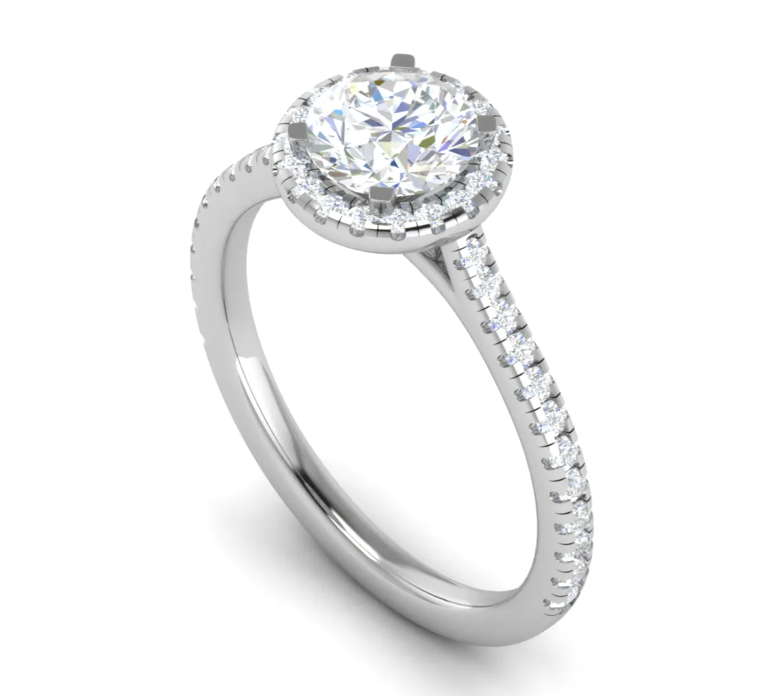 0.70 cts Solitaire Halo Diamond Shank Platinum Ring JL PT RH RD 109
