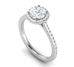 0.70 cts Solitaire Halo Diamond Shank Platinum Ring JL PT RH RD 109