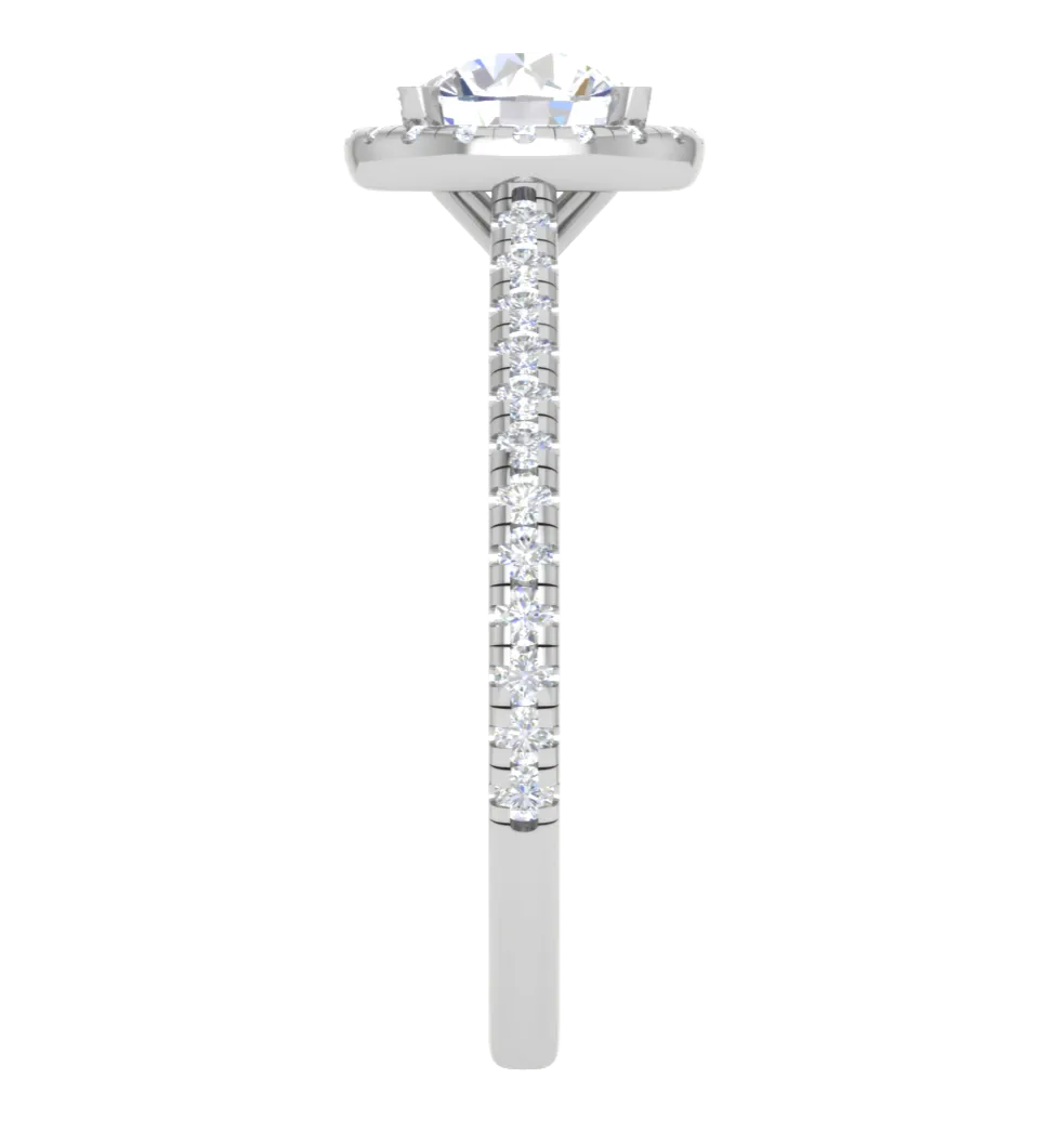 0.70 cts Solitaire Halo Diamond Shank Platinum Ring JL PT RH RD 109