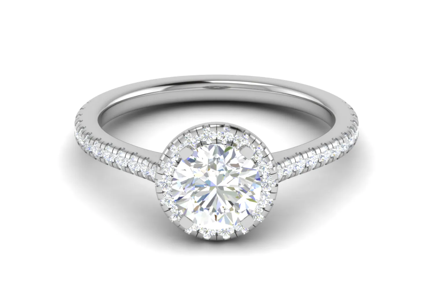 0.70 cts Solitaire Halo Diamond Shank Platinum Ring JL PT RH RD 109