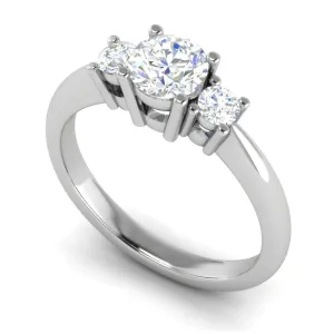 0.70 cts Solitaire Three Stone Platinum Diamond Accents Ring JL PT R3 RD 106