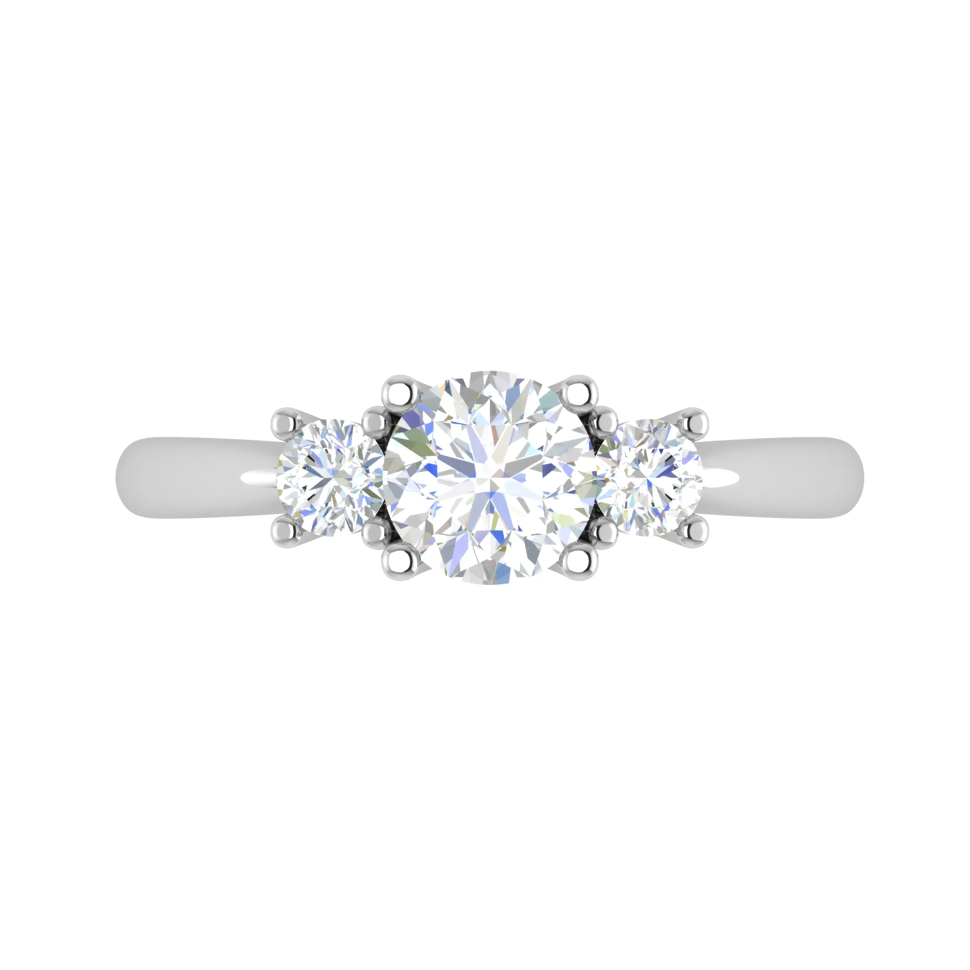 0.70 cts Solitaire Three Stone Platinum Diamond Accents Ring JL PT R3 RD 106