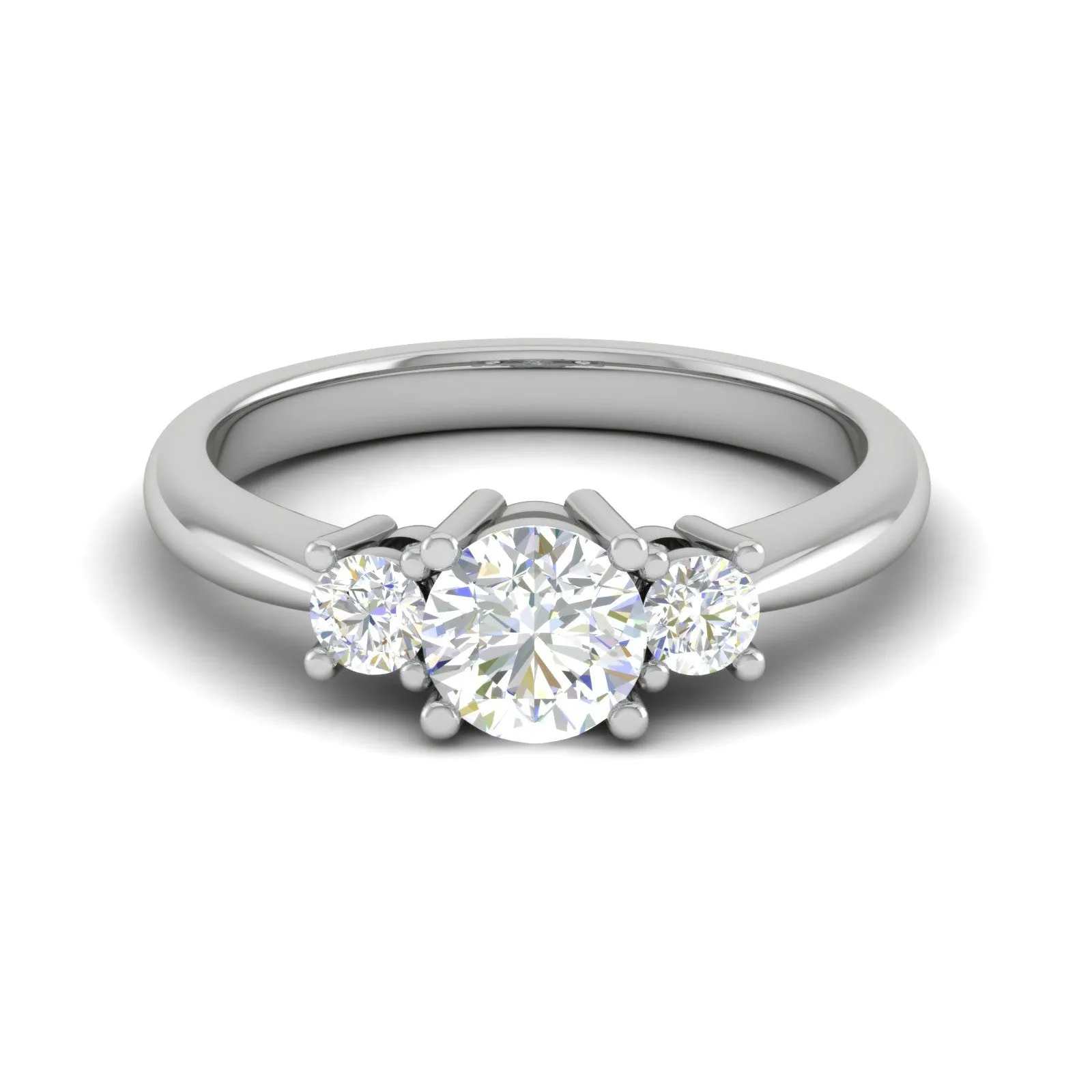 0.70 cts Solitaire Three Stone Platinum Diamond Accents Ring JL PT R3 RD 106