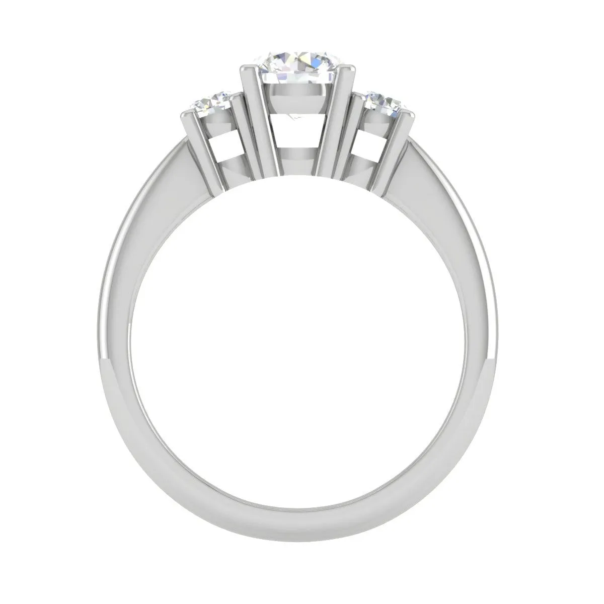 0.70 cts Solitaire Three Stone Platinum Diamond Accents Ring JL PT R3 RD 106