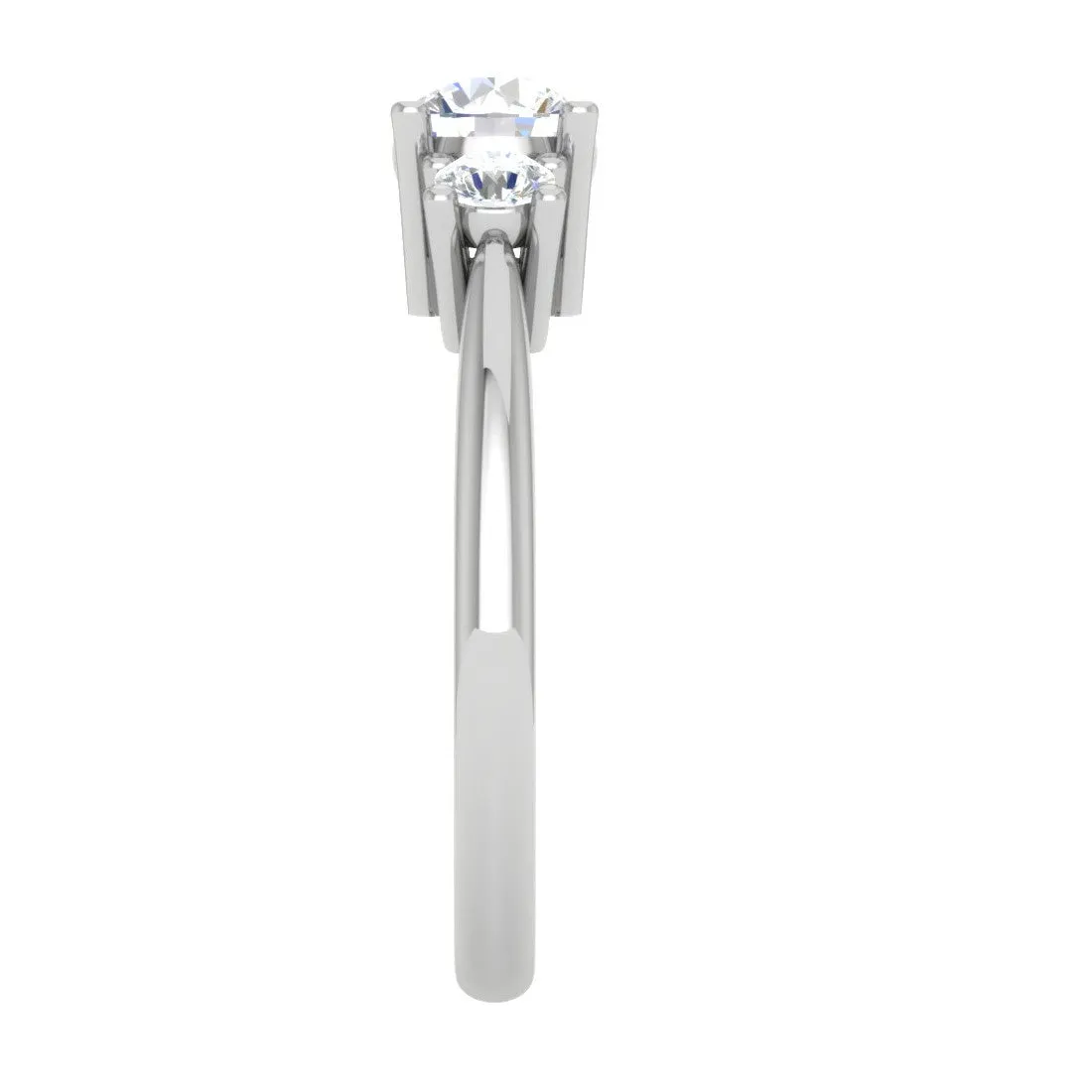 0.70 cts Solitaire Three Stone Platinum Diamond Accents Ring JL PT R3 RD 106