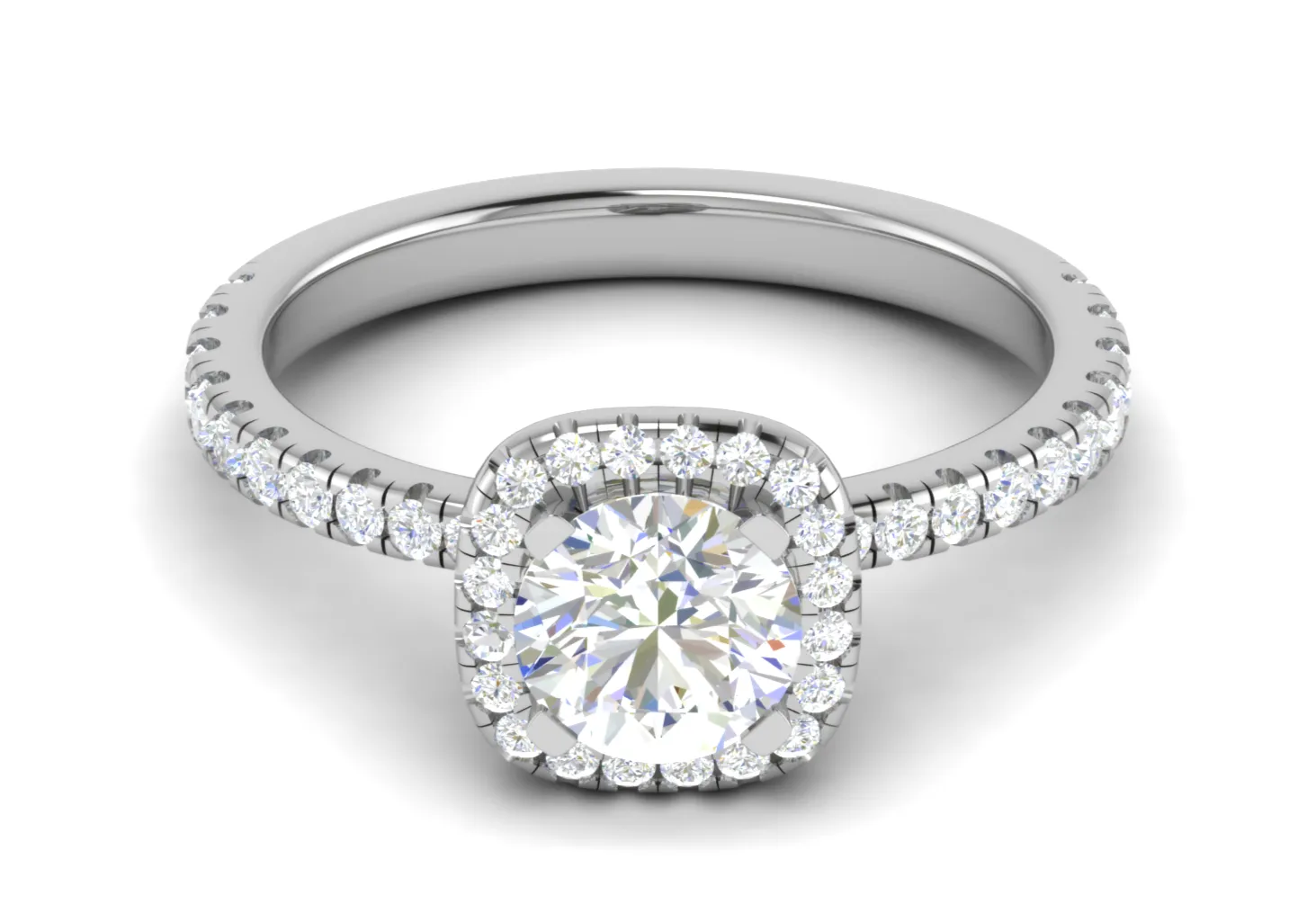 0.70 cts Solitaire with Square Halo Diamond Shank Platinum Ring JL PT RH RD 108
