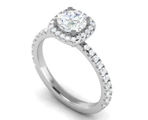 0.70 cts Solitaire with Square Halo Diamond Shank Platinum Ring JL PT RH RD 108
