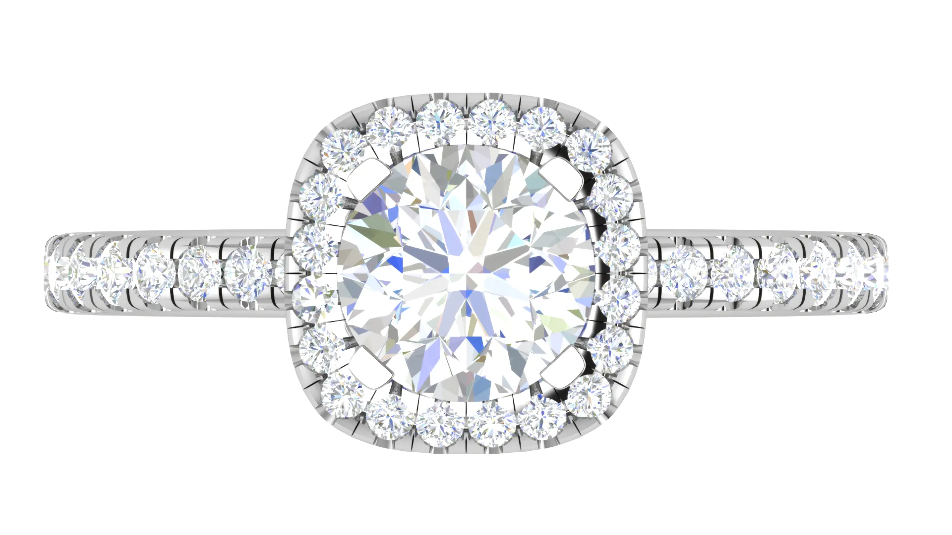 0.70 cts Solitaire with Square Halo Diamond Shank Platinum Ring JL PT RH RD 108
